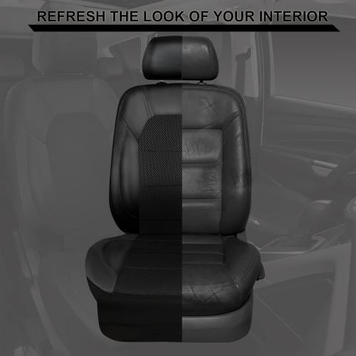 CAR PASS Leather and 3D Air Mesh Universal Fit Car Seat Covers, for Sedans,Trucks,Suvs,Airbag Compatible,Zipper Design and Reserved Opening Holes for Headrest(Full Set, Black and Black)