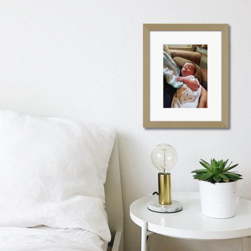 11x14 Picture Frame with Matboard - Holds One 8x10 Image - Modern 3/4 Black Frame with White Matboard