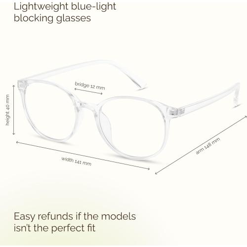FIRM Blocking Glasses Women, Fashion Round Transparent Anti Blue Light Glasses with Anti Eyestrain & UV Glare