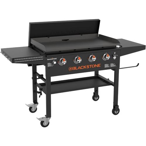 Blackstone Omnivore Outdoor Flat Top Gas Griddle w/ Hard Cover, 36” - for Breakfast, BBQ & Grilling w/ Steel Cooking Surface, Folding Side Shelves, Rear Grease System & Push-Button Ignition ( missing parts, scratch’s see the pictures )