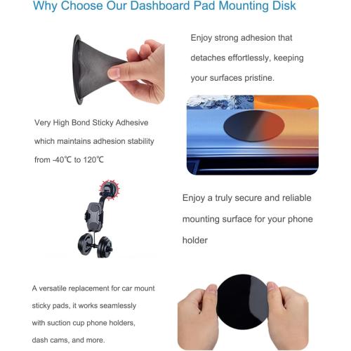 Dashboard Pad Mounting Disk for Suction Cup Phone Mount, 3Pcs 3.15 Ultra Sticky Heat-resistant Replacement Disc for Car Dashboard, Vacuum Suction Phone Holder, Dash Mount, GPS Holder Suction Mount