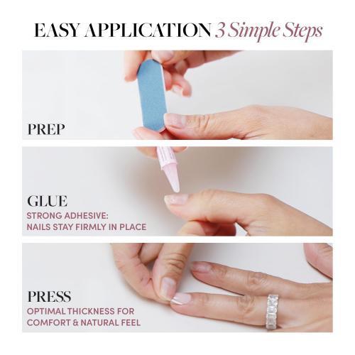 Glamnetic Press On Nails - Sugar Glazed | Medium Oval Fake Nails with a Sheer Nude Base, Mini White Polka Dots & Glazed Finish, Salon Quality Everyday Nails | 15 Sizes - 30 Nail Kit with Glue