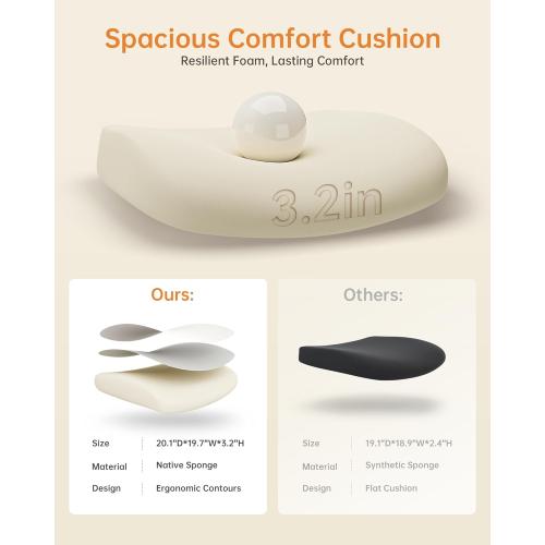 MUXX.STIL Office Chair, PU Leather Ergonomic Desk Chair with Adjustable Lumbar Support and Flip up Armrest, Breathable Mesh Computer Chair for Home Office, Khaki