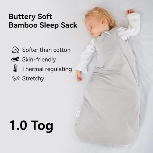 BubblePanda Rayon Made from Bamboo Sleep Sack 6-12 Months 1.0 Tog Soft Toddler Sleeping Sack for Babies 2-Way Zipper Baby Wearable Blanket