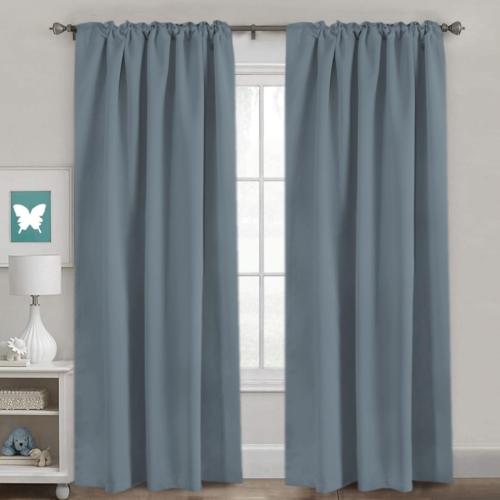 H.VERSAILTEX Blackout Curtains Thermal Insulated Window Treatment Panels Room Darkening Blackout Drapes for Living Room Back Tab/Rod Pocket Bedroom Draperies, 52 x 84 Inch, Stone Blue, 2 Panels