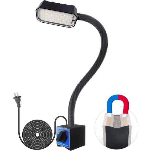 Magnetic Work Light, 2000 Lumens Led Machine Light with Strong Magnetic Base, 20 inch Flexible Magnetic Lamp for Garage, Workshop, Bandsaw, Lathe and Drill Press, 120V, Black