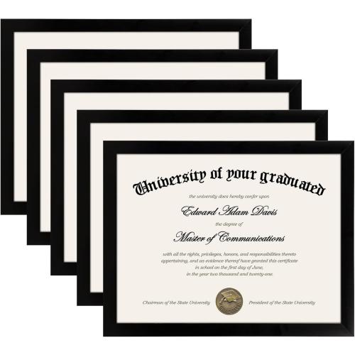 upsimples Certificate Frame with High Definition Glass, 8.5 by 11 Picture Diploma Document Frames for Wall and Tabletop, Black 5 Pack