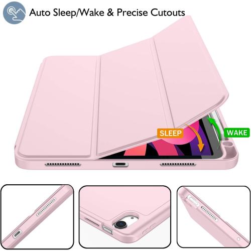 ZryXal iPad Air 11 Inch Case M3 2025 / M2 2024, iPad Air Case 5th Generation/4th Generation 2022/2020 10.9 Inch [Support Touch ID and Auto Wake/Sleep](New Pink)