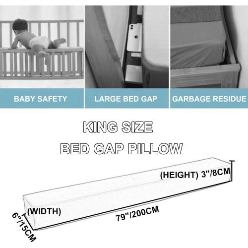 Wedge Bed Gap Filler Pillow,Rectangle Mattress Extender Headboard Gap Filler Full Bolster for Bed Sofa Tatami Wipeable Headboard Stoppers Bedside Gap Filler for Wall,Grey ? King(6x3)