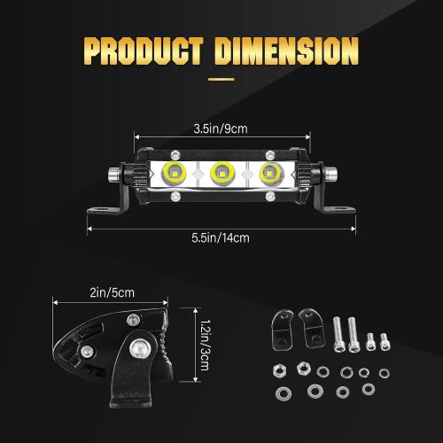 SKYWORLD 2 X 4 inch 15W Single Row LED Light Bar Low Profile Ultra Thin Slim Mini Spot Off Road Driving Lights Led Fog Lights Boat Lighting ATV SUV UTV Truck