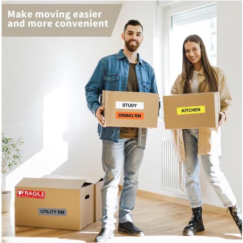 Moving Labels for Boxes –  (60 Labels/Roll) Color-Coded Moving Stickers Includes Fragile, Heavy & Blank Labels High-Visibility Packing Labels for Home, Apartment & Office Moves