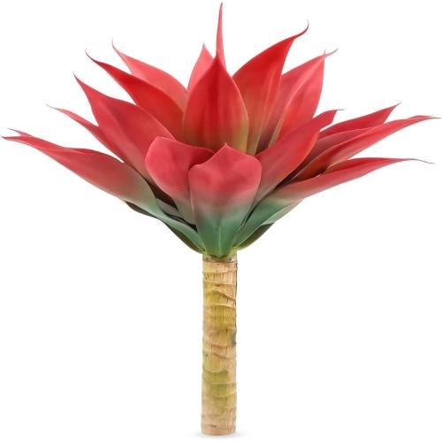 28 Large Artificial Red Green Agave, Summer Realistic Agave Plants for Home Indoor and Outdoor Decor(REG Green)