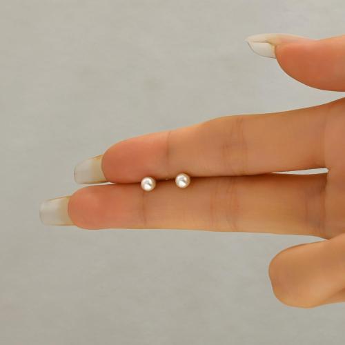 Pearl Stud Earrings for Women Gold/Silver Plated 3mm 4mm 5mm 6mm 8mm Pearl Earrings Dainty Hypoallergenic Earrings