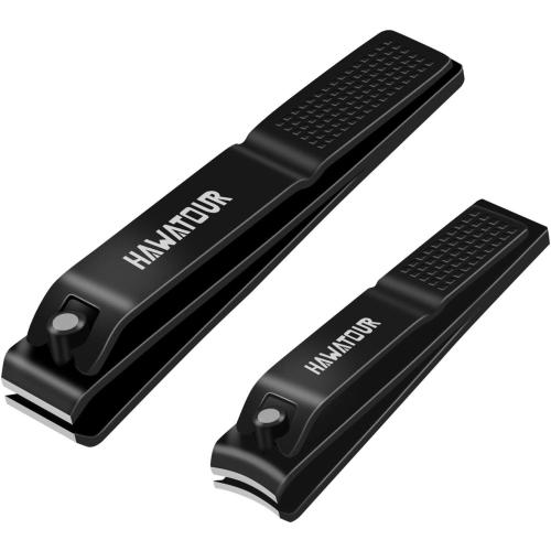 HAWATOUR Nail Clippers Set with Visibly Tin Case, Black