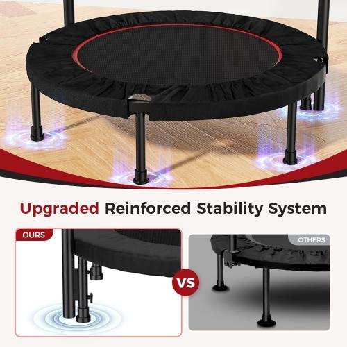 Rebounder Trampoline for Adult,460 LBS Mini Trampoline for Adults with Bar,Exercise Trampoline Indoor/Outdoor Use,40 inch Fitness Rebounder
