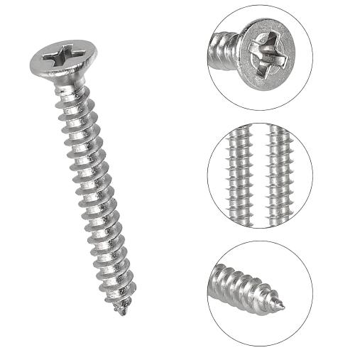 525Pcs M2 M3 M4 Phillips Flat Head Self Tapping Wood Screws,304 Stainless Steel, 13 Sizes Cross Countersunk Sheet Metal Screws Assortment for Wood,Plastic and Metal.Coarse Threaded, Sharp Point