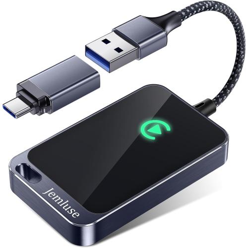 Jemluse Wireless CarPlay Adapter for Apple iPhone - Multi-User Seamless Connection for Convert Wired to Wireless Car Play Adapter - No Latency from iOS 10  to Screen w/USB C (Gray)