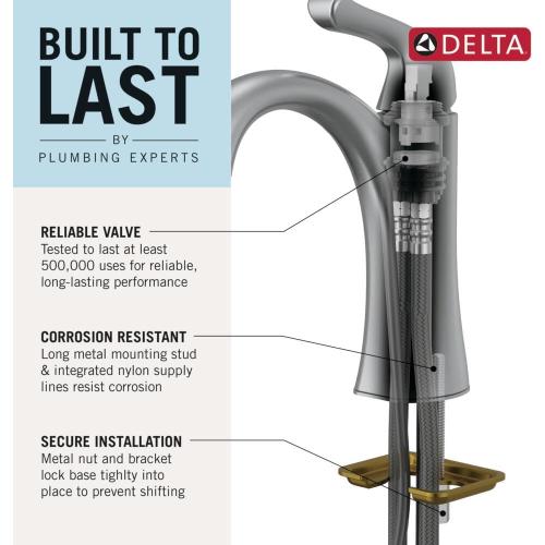 Delta Nicoli Brushed Gold Bathroom Faucet 1 Hole, Single Hole Bathroom Sink Faucet for Vanity, Push-Pop Drain Assembly, Champagne Bronze 15849LF-CZ