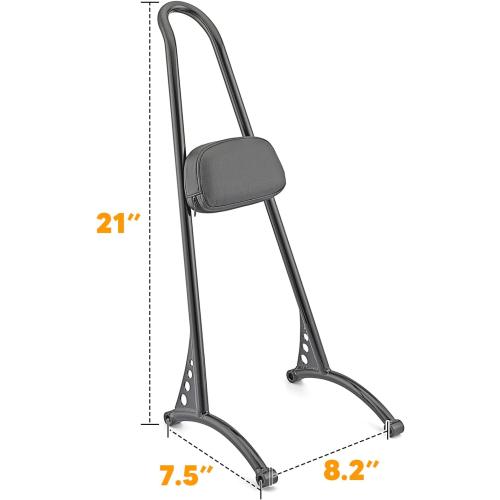 Wsays 21 Tall Passenger Backrest Sissy Bar Classic Styled Gloss Black Compatible with Harley Sportster XL 883 1200 1996-2003