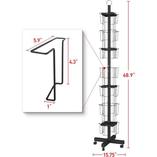 28 Pockets Countertop Rotating Greeting Card Rack, 7 Tier magazine Display Stand Rotating magazine rack for Postcards, Brochures, and Greeting Card