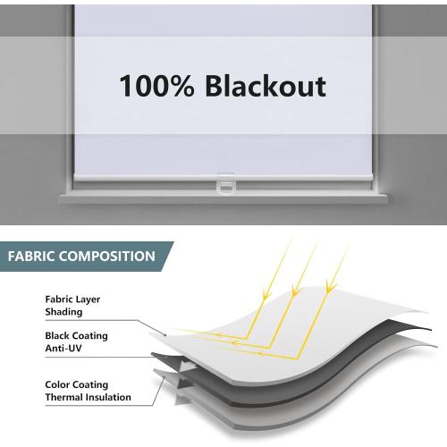 AOSKY Cordless Roller Shades Blackout Blinds for Windows Room Darkening Rolled Up Shades with Spring System, UV Protection Window Shades Door Blinds for Home and Office (31 W x 72 H,White)