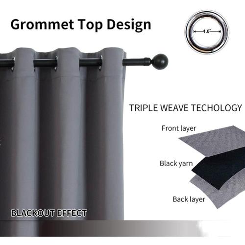 Blackout Protect Privacy Curtains for Bedroom,Pure Color Thermal Insulated Drapes Modern Living Room Darkening Grommet Top Window Treatments for Any Room 2 Panels,Black
