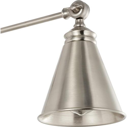 Vintage Industrial Swing Arm Wall Lamp   Adjustable Head, Plug in/Wall Mount   Cord Covers, Brushed Nickel Finish, 2-Pack .Suitable for Living Dining Bedroom (Brushed Nickel)