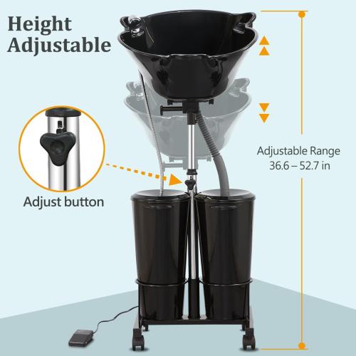 Portable Shampoo Bowl with Electric Pump (Pack of 1) | Adjustable Basin Height, Dual-Bucket Design with Drain Hoses | Home & Barber Use |