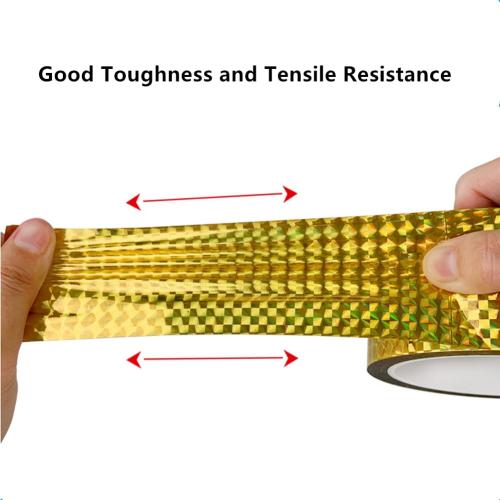 Self-Adhesive Holographic Reflective Tape Prism Tape Holographic Reflective Tape for Keep Birds Away, Craft Projects, DIY Art, Home, Daily Use (Gold, 2 Inch x 55 Yard)