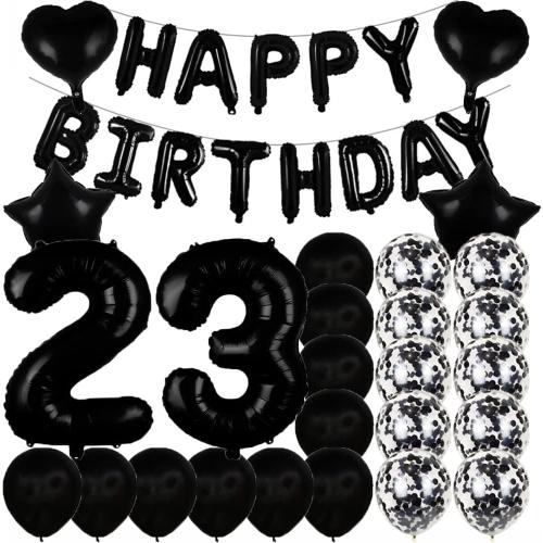 Sweet 23th Birthday Decorations Party Supplies,Black Number 23 Balloons,23th Foil Mylar Balloons Latex Balloon Decoration,Great 23th Birthday for Girls,Women,Men,Photo Props