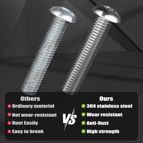 VGBUY 30Pcs 5/16-18 x 3/4 Button Head Socket Cap Bolts Screws, 304 Stainless Steel 18-8, Allen Hex Drive, Bright Finish, Fully Threaded, Hex Spanner Included