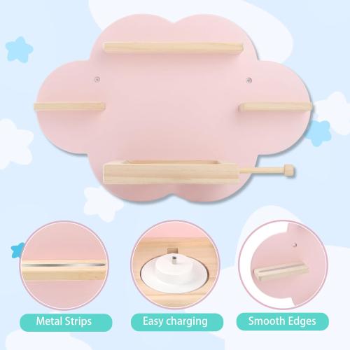 for Toniebox 2/1 Tonie Shelf Wall Mounted Set,Tonies Figures Tonies Storage,Magnetic Wooden Floating Shelves Compatible with Tonie Box Player Character for Children Room(Pink-Set)