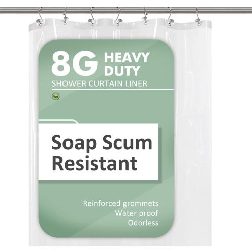 Barossa Design Small Shower Curtain for Shower Stall Size 36 x 72 inches,PEVA - Waterproof, Eco-Friendly, Non-Toxic, Odorless, PVC Free, Metal Grommets (Clear)