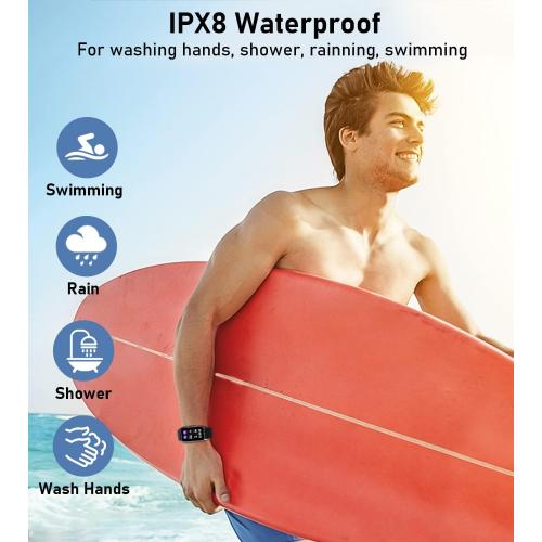 Fitness Tracker Smart Watch with 24/7 Heart Rate Blood Pressure Blood Oxygen Sleep Monitor115 Sports Modes Step Calorie Counter Pedometer IP68 Waterproof for Android and iPhone