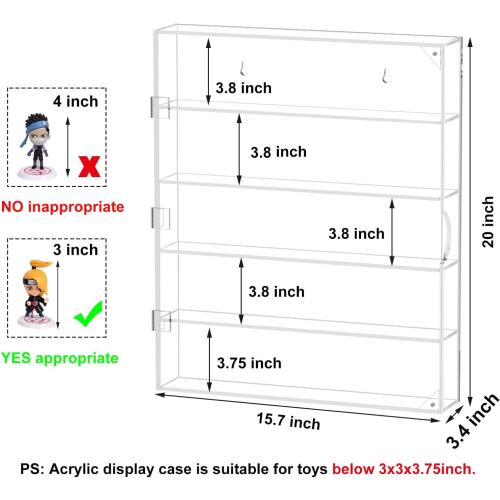 AITEE Acrylic Display Case, Display Cabinet for Mini Figures, Dust-Proof Clear Wall Mounted or Desktop 5 Layer Storage Mini Toys/Rock Stone, Each Compartment: 15 7/10”L x 3 2/5”W x3 4/5”H
