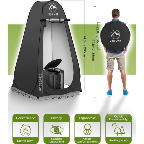 Camping Toilet with Pop-Up Privacy Tent and Liquid Waste Gel, Portable Toilet for Camping with Large Tent, Ergonomic Potty Provides Enhanced Comfort, Suitable for All Ages