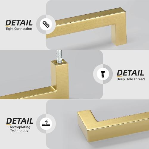 Goldenwarm 25 Pack Gold Kitchen Cabinet Handles - 5 Inch Brass Gold Drawer Pulls - LSJ12GD128 Brushed Brass Cabinet Pulls for Cabinets