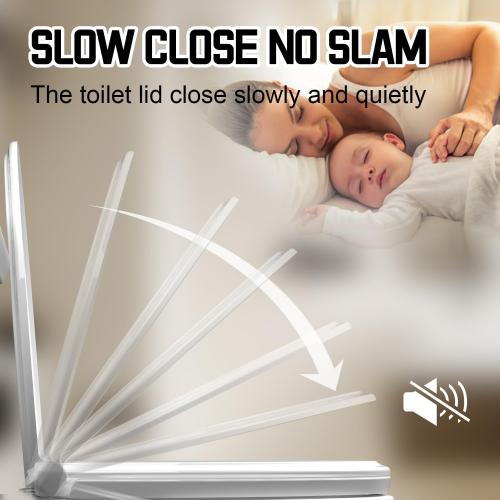 White 18.5 Elongated(Oval) Toilet Seat, Quick-Attach Hardware Metal Hinges, Heavy Duty, Slow Soft and Quiet Close, Durable and Sturdy, Easy to clean, Fits Elongated(Oblong) Toilets, White(18.5″)