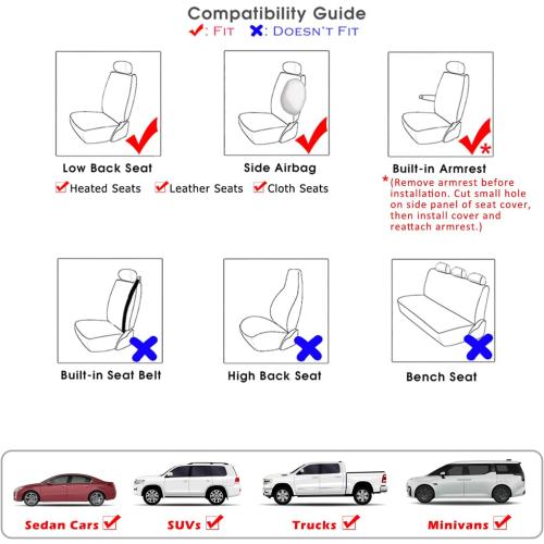 Champlus Car Seat Covers, Durable Breathable Mesh 2 Front Seat Covers, Universal Fit Automotive Sedan Cars, SUVs, Trucks, Mini Vans, Airbag Compatible, Easy to Install