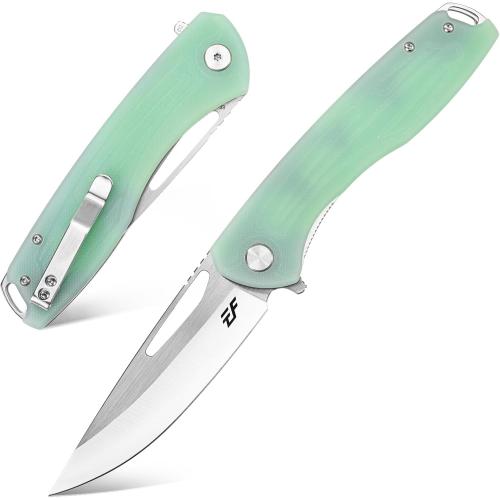 Eafengrow EF233 Folding Knife D2 Steel Blade G10 Handle EDC Tool Knives for Working Camping Hiking(jade)