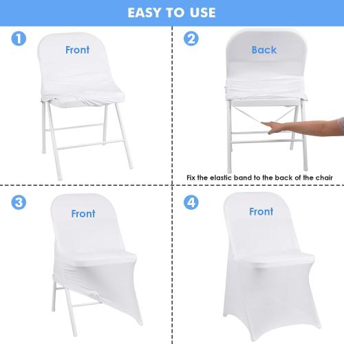 Fixwal 55 Pcs White Folding Chair Cover, Spandex Stretch Covers Ideal for Wedding, Party, Dining, Business Meeting, Banquet, Universal Fitted Washable Slipcover