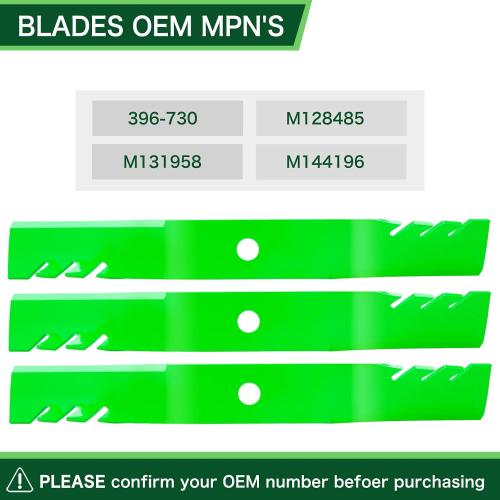 60 Inch Mower Blades Fit for John Deere 7-Iron Z950r z951r 1025r Z930m Z950m 950m 930m Z757 Z665 Lawn Mower Replaces OEM John Deere TCU15881 M128485 M131958 M144196 M163983