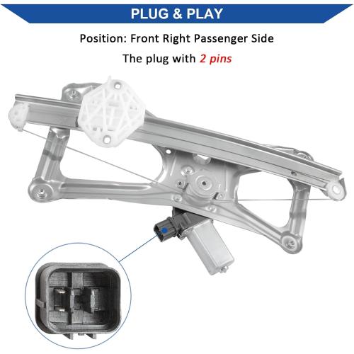 Obaee 748-477 Front Right Passenger Side Power Window Regulator with Motor (2 pins), Compatible with Honda Civic Sedan 2006 2007 2008 2009 2010 2011, Replace OE 72210-SNA-A01, 72210-SNA-A02