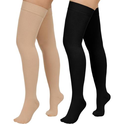 2 Pairs XL Compression Stockings for Women & Men,20-30mmHg Thigh High Compression Socks,Closed Toe Medical Compression Socks with Silicone Dot Band-Best Support for Nursing Sports Varicose Veins