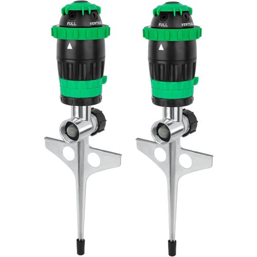 [2 Pack] RESTMO Gear Drive Sprinkler with Metal Spike Base, 5-Pattern Heavy Duty Gardening Watering System, Multi-Adjustable Lawn Sprinkle for Garden Plant, Flower Bed and Large Yard Area