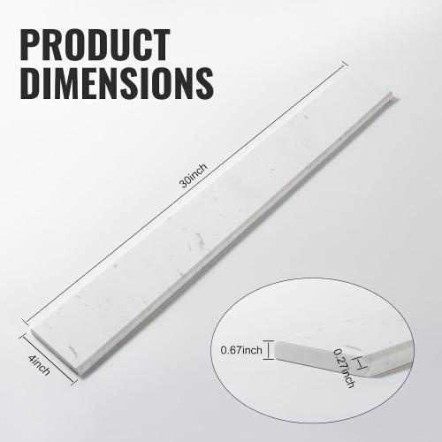 Natural White Marble Threshold 4x30 Inch - Waterproof Floor Transition Strip with Non-Slip Surface for Bathroom Shower, Doorways & Room Dividers