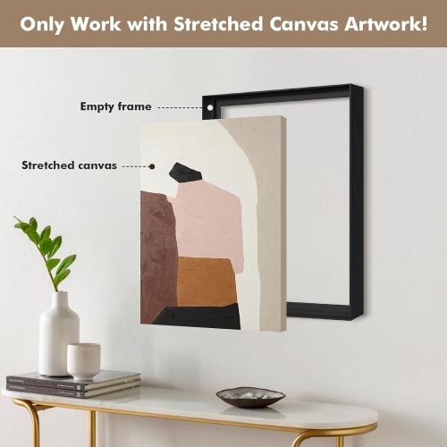 40x40 Frame for Stretched Canvas Art, DIY Metal Canvas Floater Frames with 1.5 Deep for Oil Diamond Paintings Vintage Prints Artwork, Aesthetic Home Accents Living Room Decor (Black)