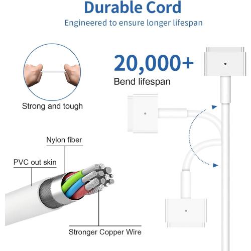 Mac Book Air Charger Replacement, 45W Power T-tip Magnetic DC Connector Adapter for Mac Book Air 11 inch and 13 inch (Between 2012-2017)