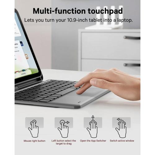 Color Black  for iPad 10th Generation Case with Keyboard, 7 Color Backlight, Multi-Touch Trackpad, Flip Stand Case with Pencil Holder, 2 Wireless Channels for iPad (A16) 11th/10th Gen (2025/2022), Black