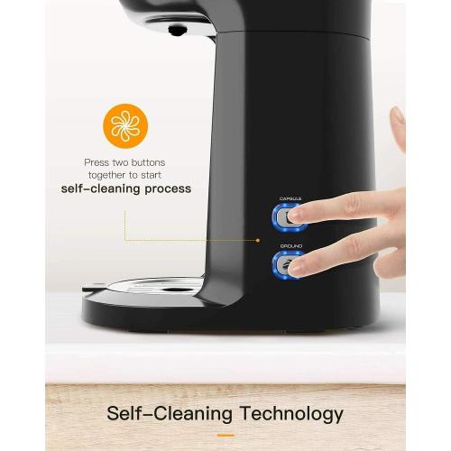 Single Serve Coffee Maker with Thermal Mug 3 Mins Fast Brew Self Cleaning